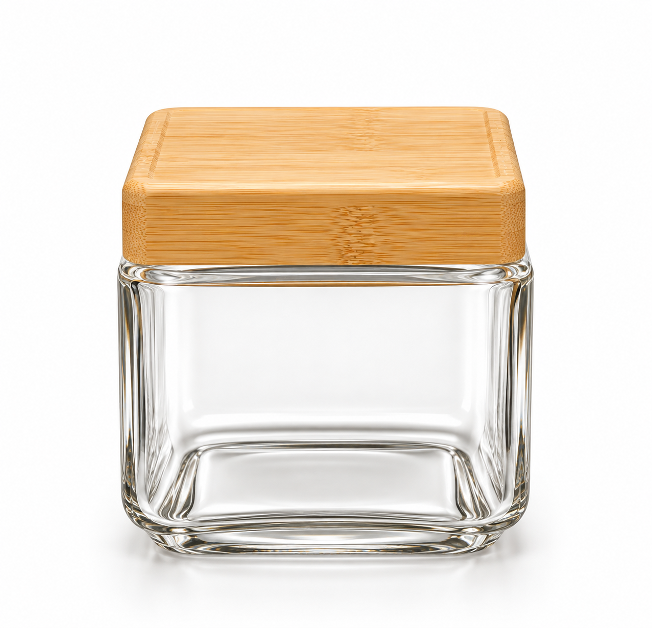 Square Wood Lid Glass Jar