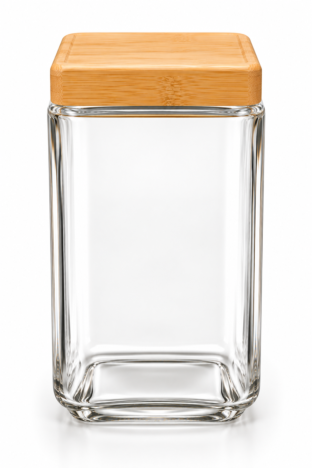 Square Wood Lid Glass Jar