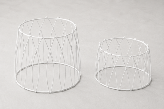 White Round Patterned Metal Display Stand Riser