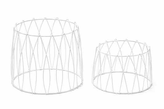 White Round Patterned Metal Display Stand Riser