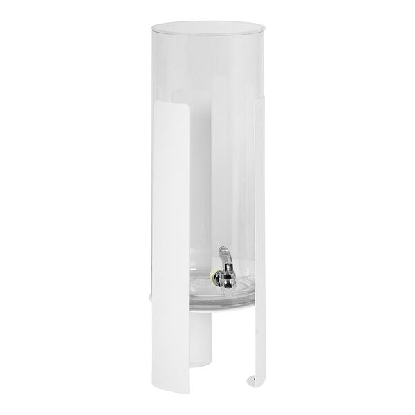 Round Beverage Dispenser with Ice Chamber and White Metal Base 3 Gallon