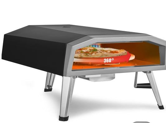 Meat Outdoor Pizza Oven, 16-inch, Gas Fired Pizza Maker, Portable Outside Stainless Steel