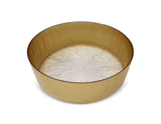 Ruffled gold and clear salad bowl