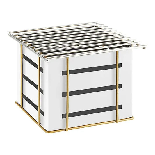 White/Gold Metal Alternative Stove