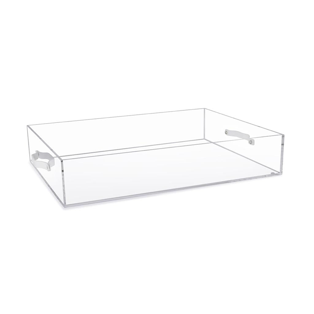 Acrylic tray with White leather handles-Dairy 12x16