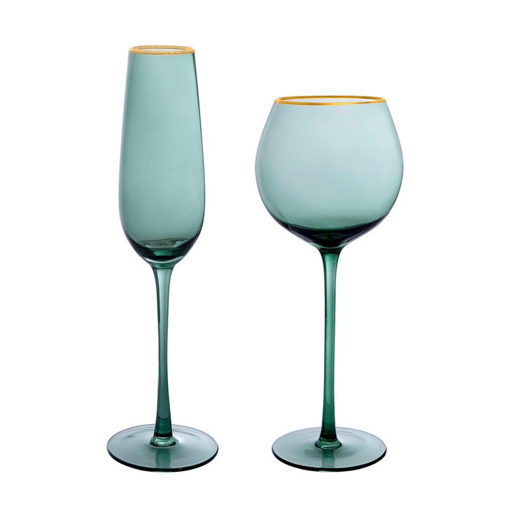 Platinum Green Glass With Gold Rim