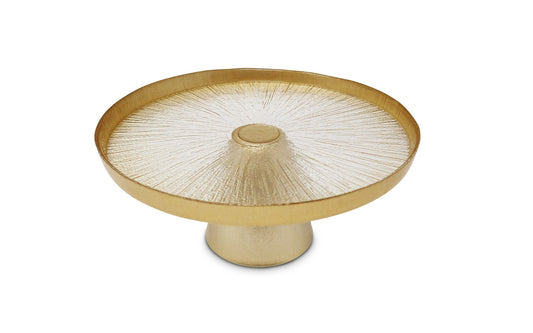 Ruffled gold and clear Cake tray large 13"