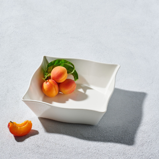 (Dairy) White Square Wavy Bowl 8.75"
