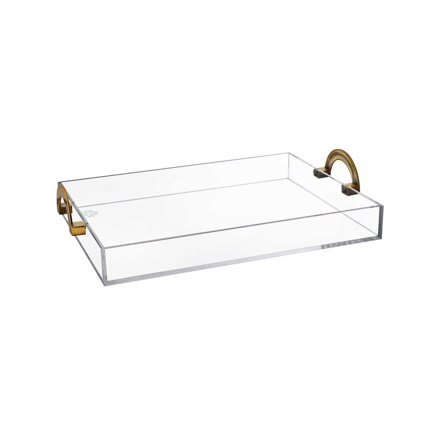 Acrylic Passing Tray with Gold Round Handles 10x12"