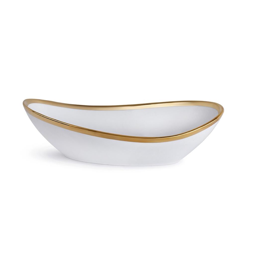 Exquisite White & Gold Oval Bowl