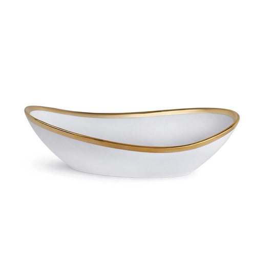 Exquisite White & Gold Oval Bowl