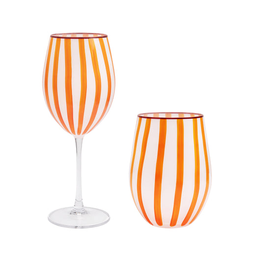 Cabana Orange Striped Glassware