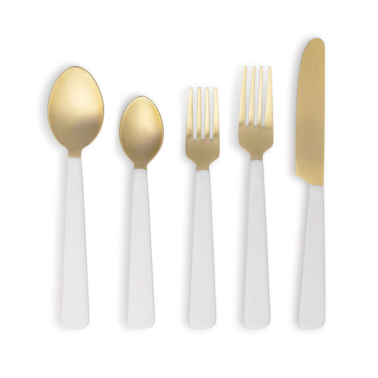 Gold Flatware With White Handles