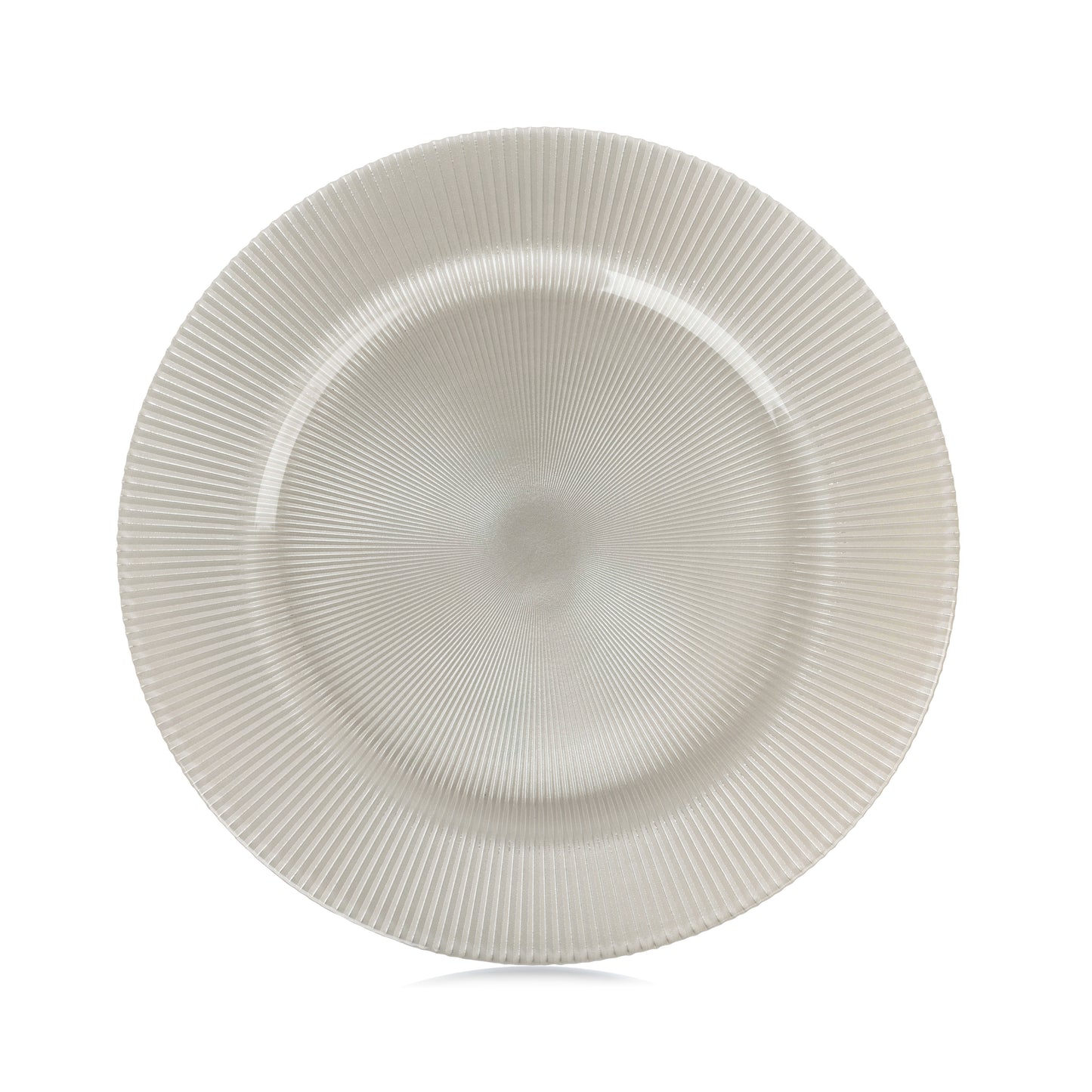 Melody Ribbed Glass Charger- Pearl
