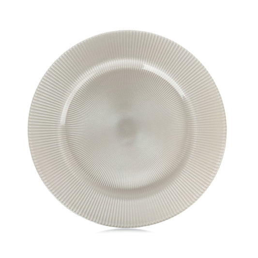 Melody Ribbed Glass Charger- Pearl