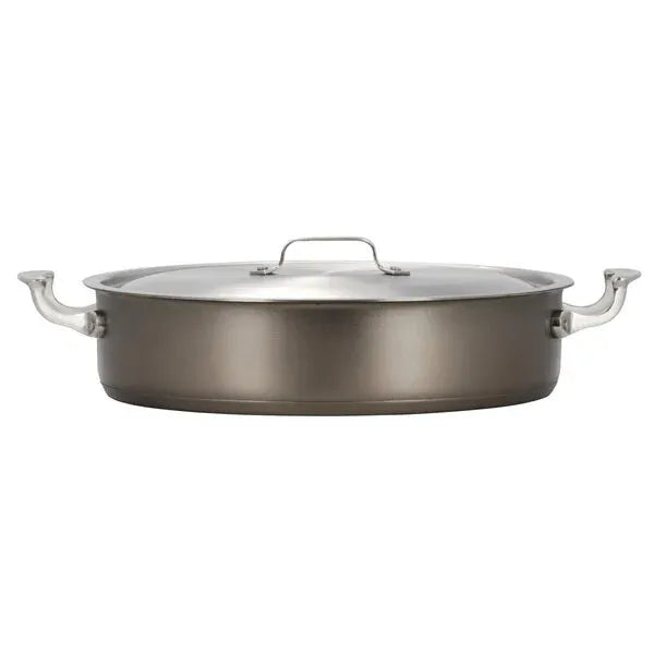 6qt Taupe Stainless Steel Induction Brazier Pot with Lid