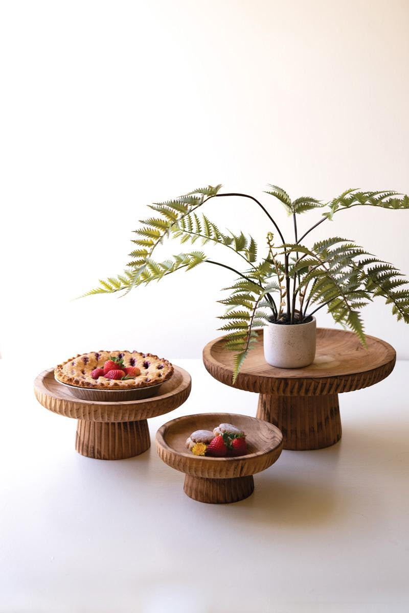 Carved Wood Serving Stand