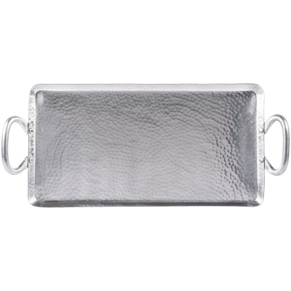 21 3/4" x 9" Small Rectangular Hammered Stainless Steel griddle top