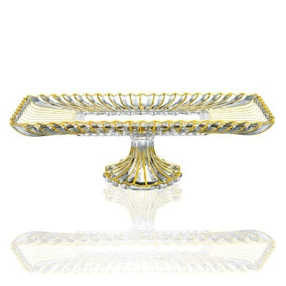 Aura Gold Lined Glass Cake Stand Rectangular