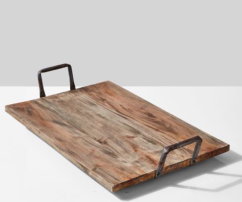 Rustic wood Tray with handles