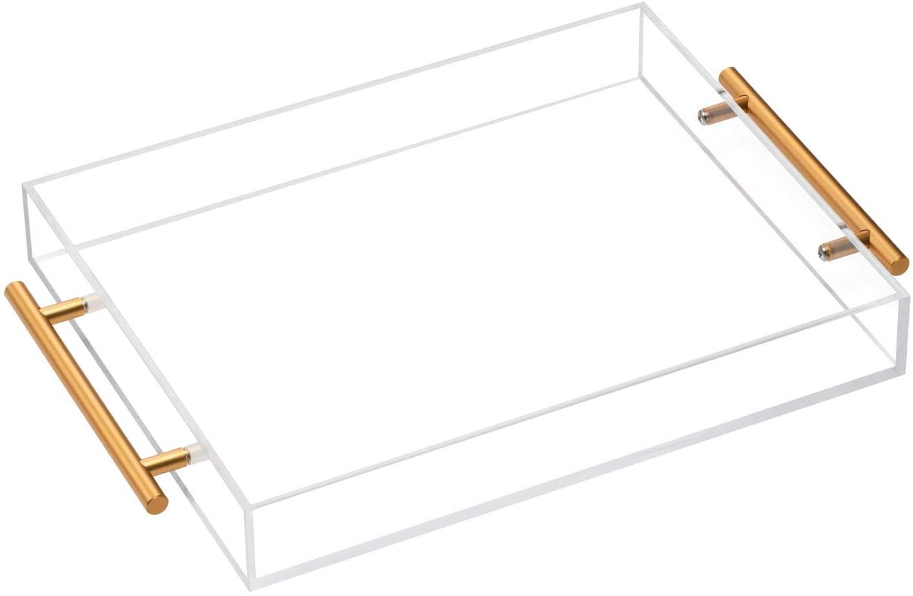 Vikko Serving Acrylic Tray with Gold Handle