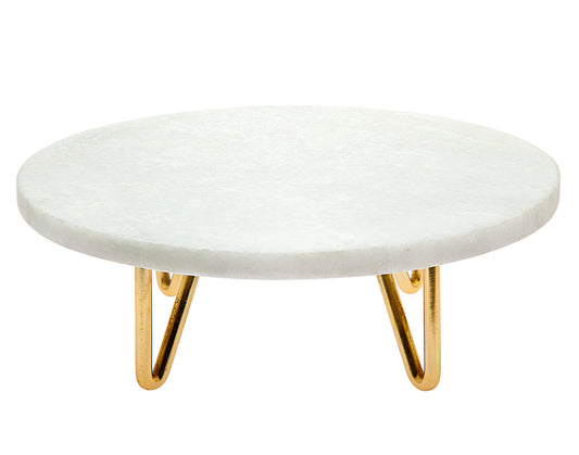 footed Marble Cake Stand With Gold Legs